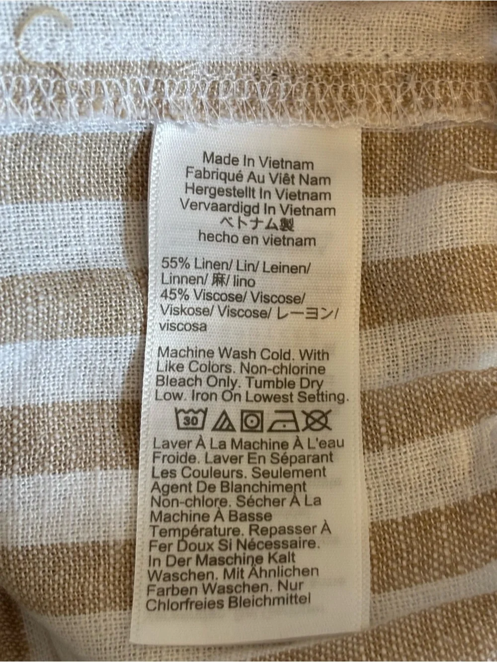 J. Crew High-Waist Striped Linen-Blend Shorts in Cream & Tan Size Medium NEW